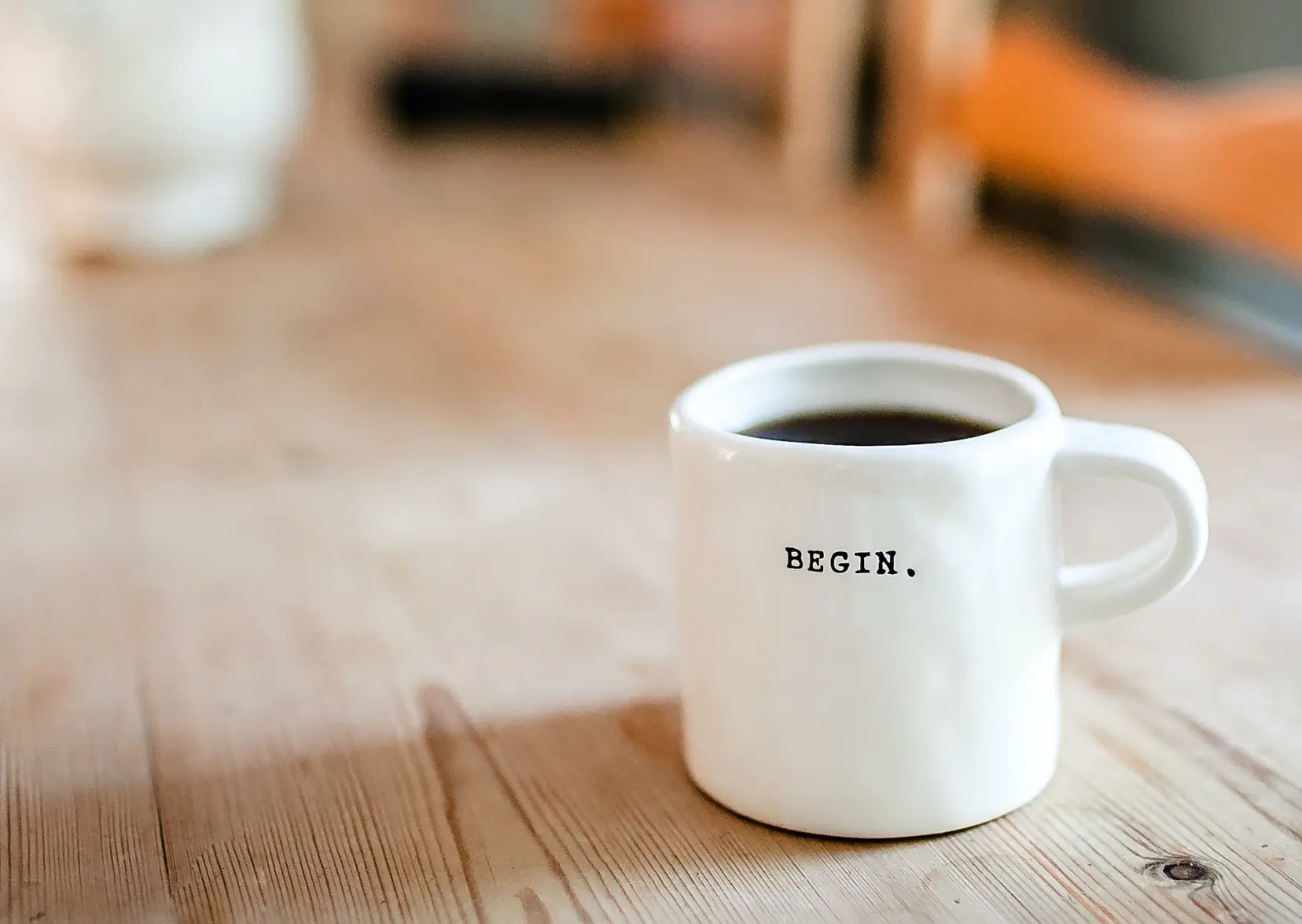 Coffee mug on a wooden table